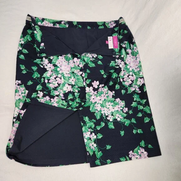 TALBOTS The Oprah Magazine Feminine Romantic Preppy Blue Floral Skirt Size 12. - Picture 9 of 16
